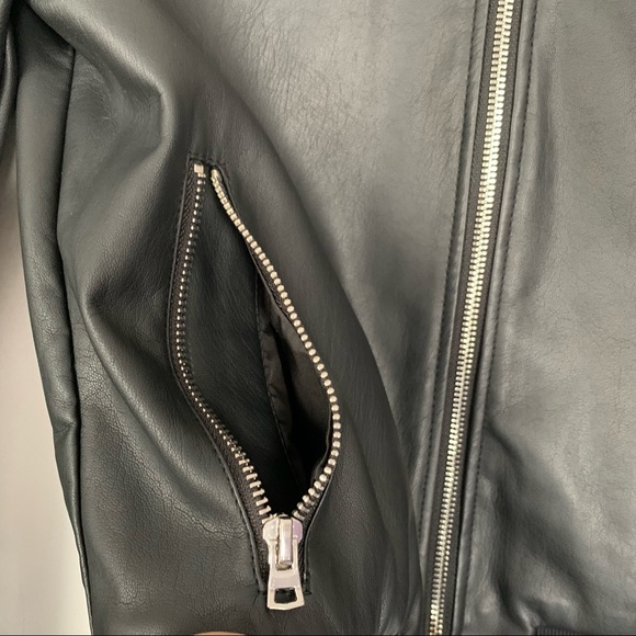 ZARA Black Faux Leather Full Zip Bomber Jacket - Picture 5 of 16